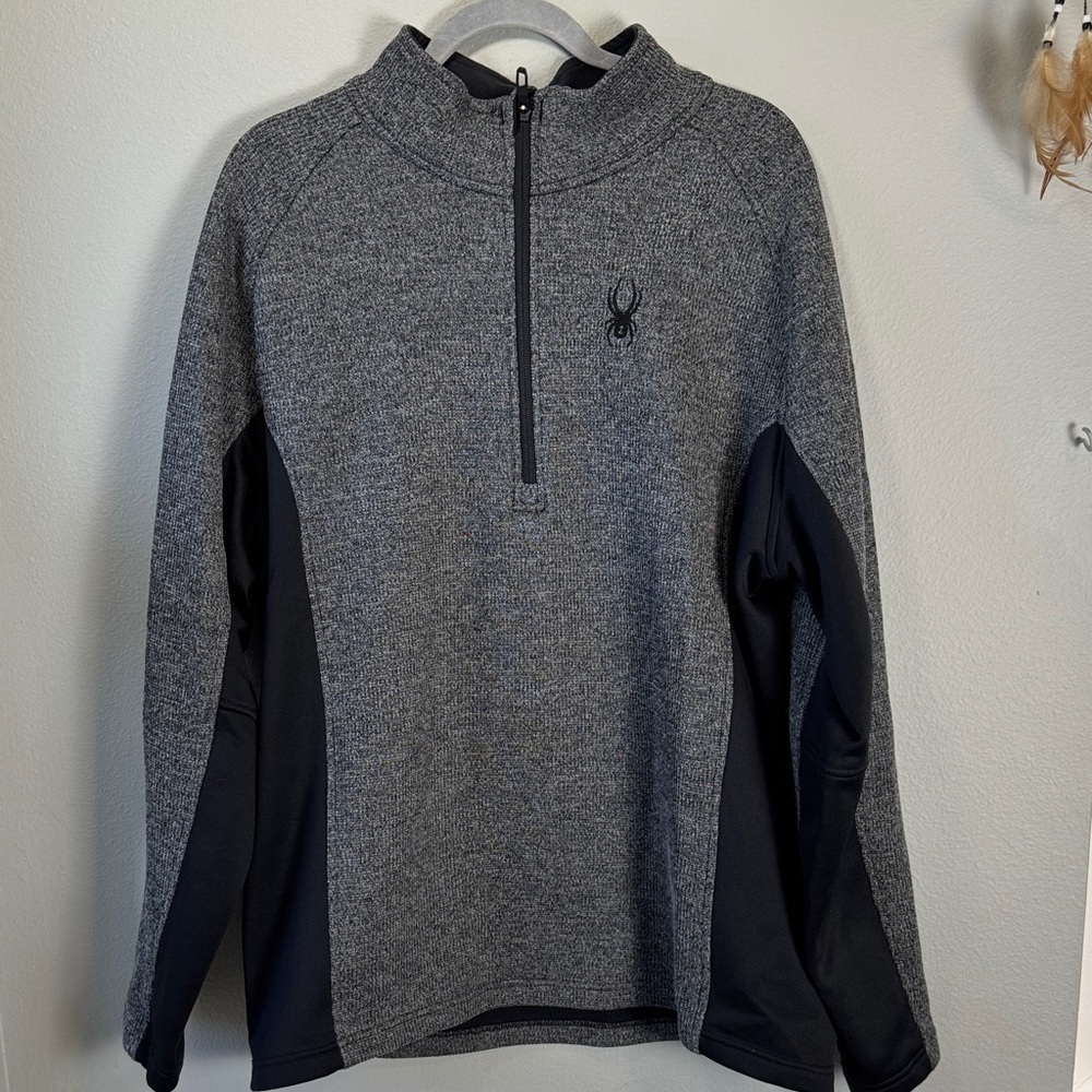 Spyder Men's Black and Gray 1/4 Zip-Up Sweater